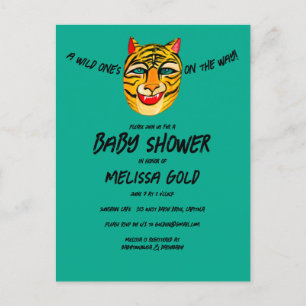 Woeste Tijger Wilde Eén Schattig Edgy BABY SHOWER  Uitnodiging Briefkaart