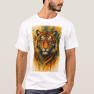 Woeste Tijgergezicht in Waterverf – Wild Dier in d T-shirt