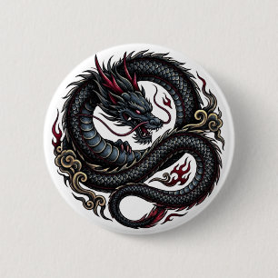 Woeste Vuurdraak Ronde Knop 🐉🔥 FantasyButton Button 5,7 Cm