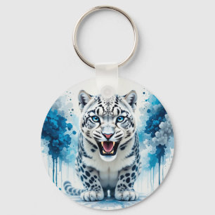 Woeste witte luipaard charme accessoire cadeau sleutelhanger