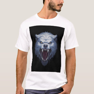Woeste Witte Wolfskop Donkere Fantasie Illustratie T-shirt