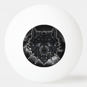 Woeste Wolf Illustratie met Stalen Halsband Pingpongballen