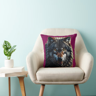 Woeste Wolf – Symbool van Kracht en Vrijheid Kussen