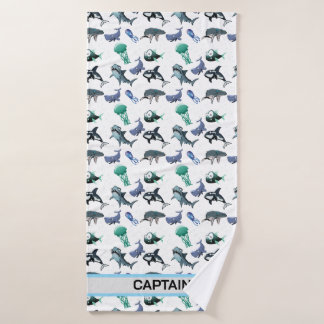 Woeste Zeeleven Aangepaste Kapitein Strand- en Bad Badhanddoek