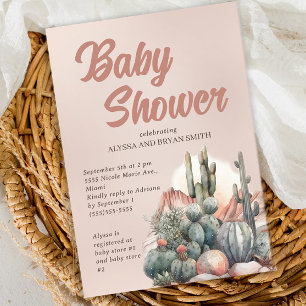 Woestijn Boho Chic Cactus Terracotta Baby Shower Kaart