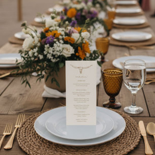 Woestijn Boho Koeien Schedel Trouw Menu Kaart