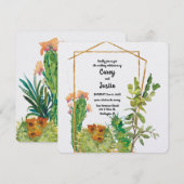 Woestijn Cactus Aquarel Bruiloft Kaart (Voorkant / Achterkant)