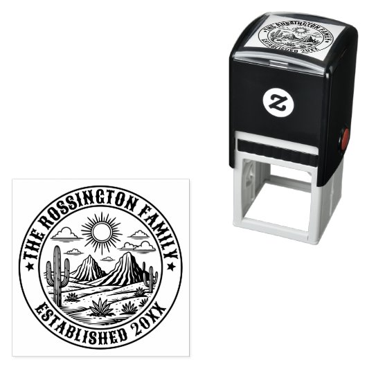 Woestijn Cactus Landschap #2S Familienaam Datum Ge Zelfinktende Stempel (In situ)