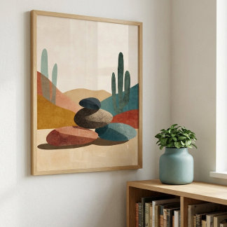Woestijn Cactus Steen Wand Kunst voor Woonkamer De Poster