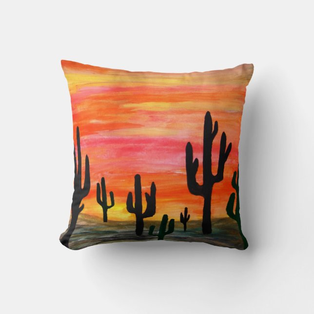 Woestijn Cactus Zonsondergang kussen (Voorkant)