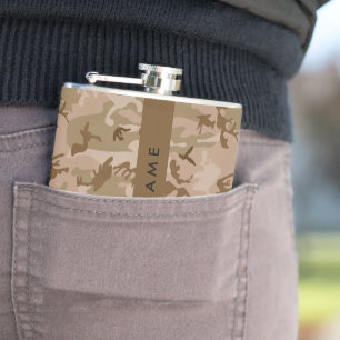 Woestijn camouflagepatroon, je naam, Personaliseer Heupfles