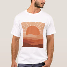 Woestijn Geometrie – Minimalistisch Zon & Berg T-S