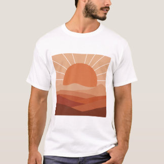 Woestijn Geometrie – Minimalistisch Zon & Berg T-S T-shirt