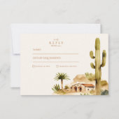 Woestijn Hacienda Trouwstijl RSVP Kaartje (Voorkant)