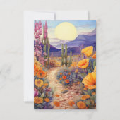 Woestijn Hues Bloemen Bruiloft RSVP Kaartje (Achterkant)