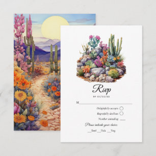 Woestijn Hues Bloemen Bruiloft RSVP Kaartje