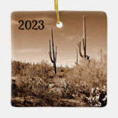 Woestijn in sepia keramisch ornament (Voorkant)