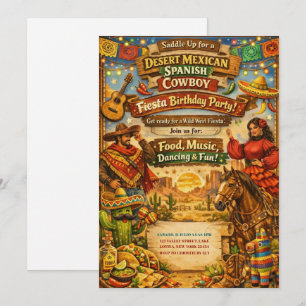 Woestijn Mexicaans Spaans Cowboy Fiesta Verjaardag Kaart