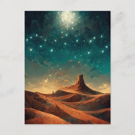 Woestijn Night Fantasy Landscape Sci-Fi Briefkaart (Voorkant)