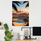 Woestijn oase en meer poster (Thuiskantoor)