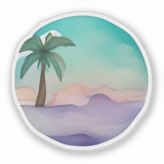 Woestijn Oase in Pastel Hues Sticker