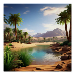 Woestijn Oasis: Vrede en Rust vinden Perfect Poster
