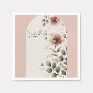 Woestijn Roos Roze Bloemen Greenery Bruids Trouwen Servet