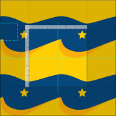 Woestijn 's nachts - een blauw en geel patroon stof (Delen)