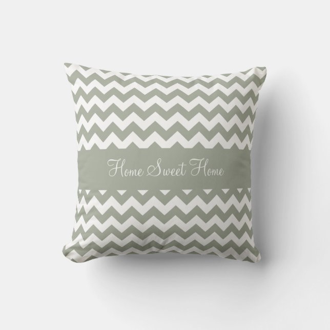 woestijn Sage Greenish Gray Chevron Kussen (Voorkant)