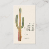 Woestijn Saguaro Cactus Aquarel Unieke Hanglabel Visitekaartje (Voorkant)