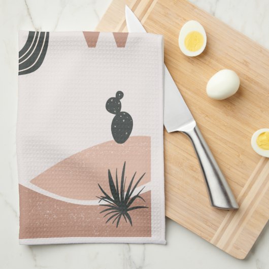 Woestijn Saguaro Cactus Modern Theedoek (Quarter Fold)