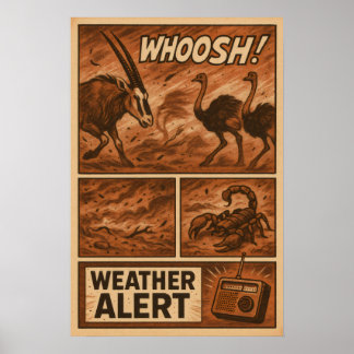 Woestijn Storm Chaos – Strip over weeralarm voor d Poster