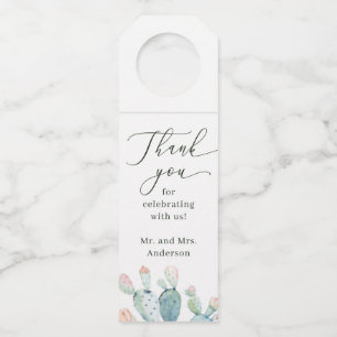 Woestijn Succulent Bruiloft   Waterverf Boho Cactu Flessenhanger