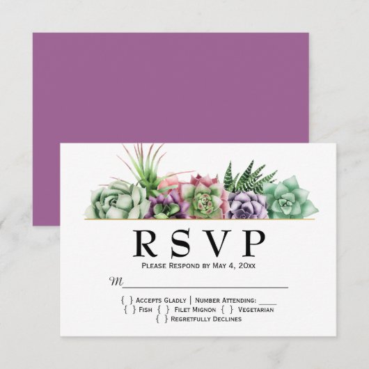 woestijn Succulent Wedding RSVP Kaartje (Voorkant / Achterkant)
