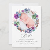 Woestijn Succulenten Geboorte Aankondiging Foto Ka (Voorkant)