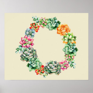 woestijn Succulents Wreath Poster
