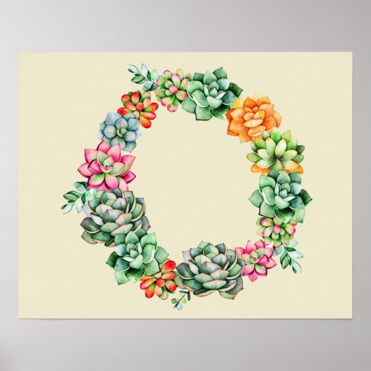 woestijn Succulents Wreath Poster (Voorkant)