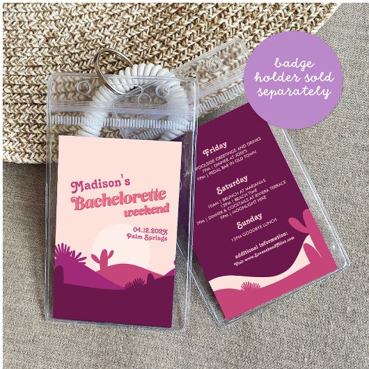 Woestijn Sunset Bachelorette Itinerary Insert Visitekaartje