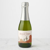 Woestijn Thema Afscheidsfeestje Vrouw Sparkling Wijnetiket (Voorkant)