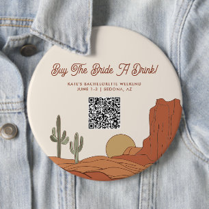 Woestijn thema Koop de bruid een drankje QR-code Ronde Button 6,0 Cm
