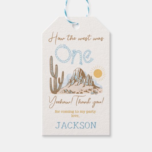  woestijn Western Wilde Westen 1e Verjaardag Cadeaulabel (Voorkant)