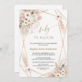 Woestijn Witte Rozen Gouden Bladeren Baby in Bloom Kaart (Voorkant / Achterkant)