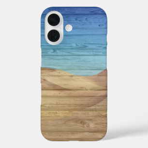 Woestijn Zandduinen Mooie Blauwe Lucht Op Houtnerf iPhone 16 Hoesje