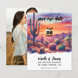 Woestijn Zonsondergang Gloed Waterverf Save the Da Kaart