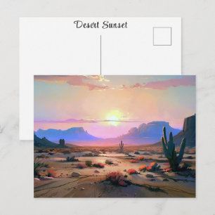 Woestijn Zonsondergang Zonsopgang Schilderij Kleur Briefkaart