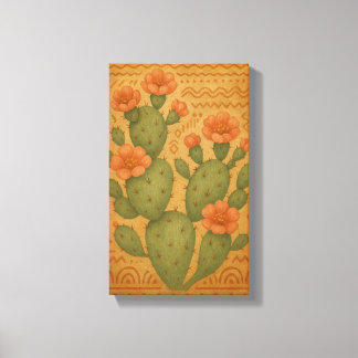 Woestijnbloei - Cactus Boho Canvas Art Afdruk