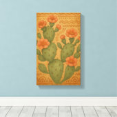 Woestijnbloei - Cactus Boho Canvas Art Afdruk (Insitu (Houten vloer))