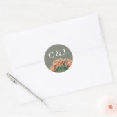 Woestijnbloeiende cactus bruiloft paar Initialen Ronde Sticker (Envelop)