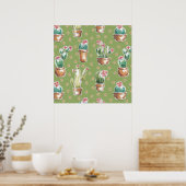 Woestijnbloem Stap | Groen patroon Poster (Keuken)