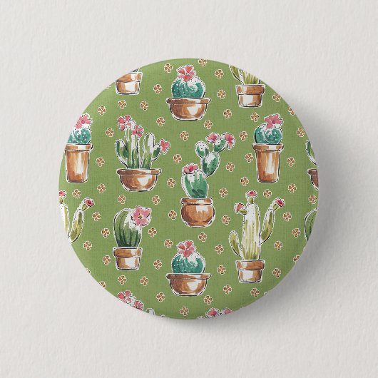 Woestijnbloem Stap | Groen patroon Ronde Button 5,7 Cm (Voorkant)